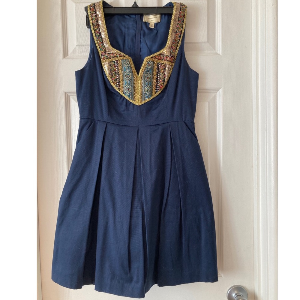 Navy dress with beaded detail